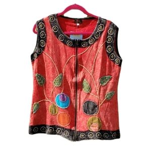 Rising International Distressed Bohemian Hippie Jacket Vest Large NWT